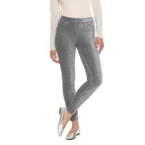 HUE Charcoal Corduroy Leggings. NWT - Size XL. Pull-on stretchy thin wale cord.